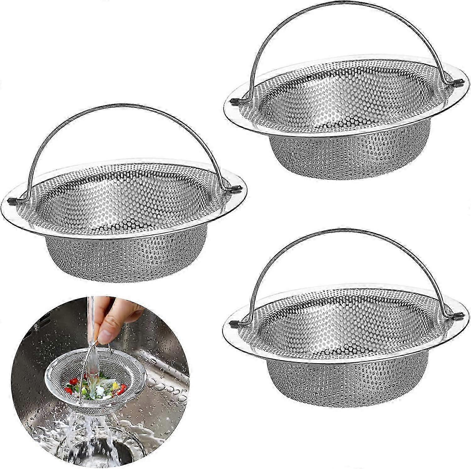 3 Pcs Stainless Steel Sink Strainers Kitchen Sink Drain Strainers A...