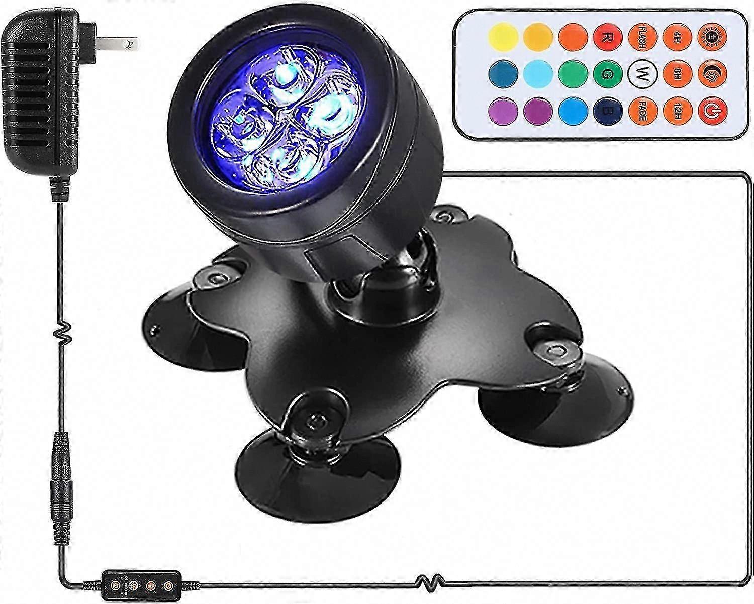 IP68 Waterproof LED Underwater Pond Lights, Color Changing Fountain Spotlights with Remote Control, 360 Degree Rotating Submersible Lights