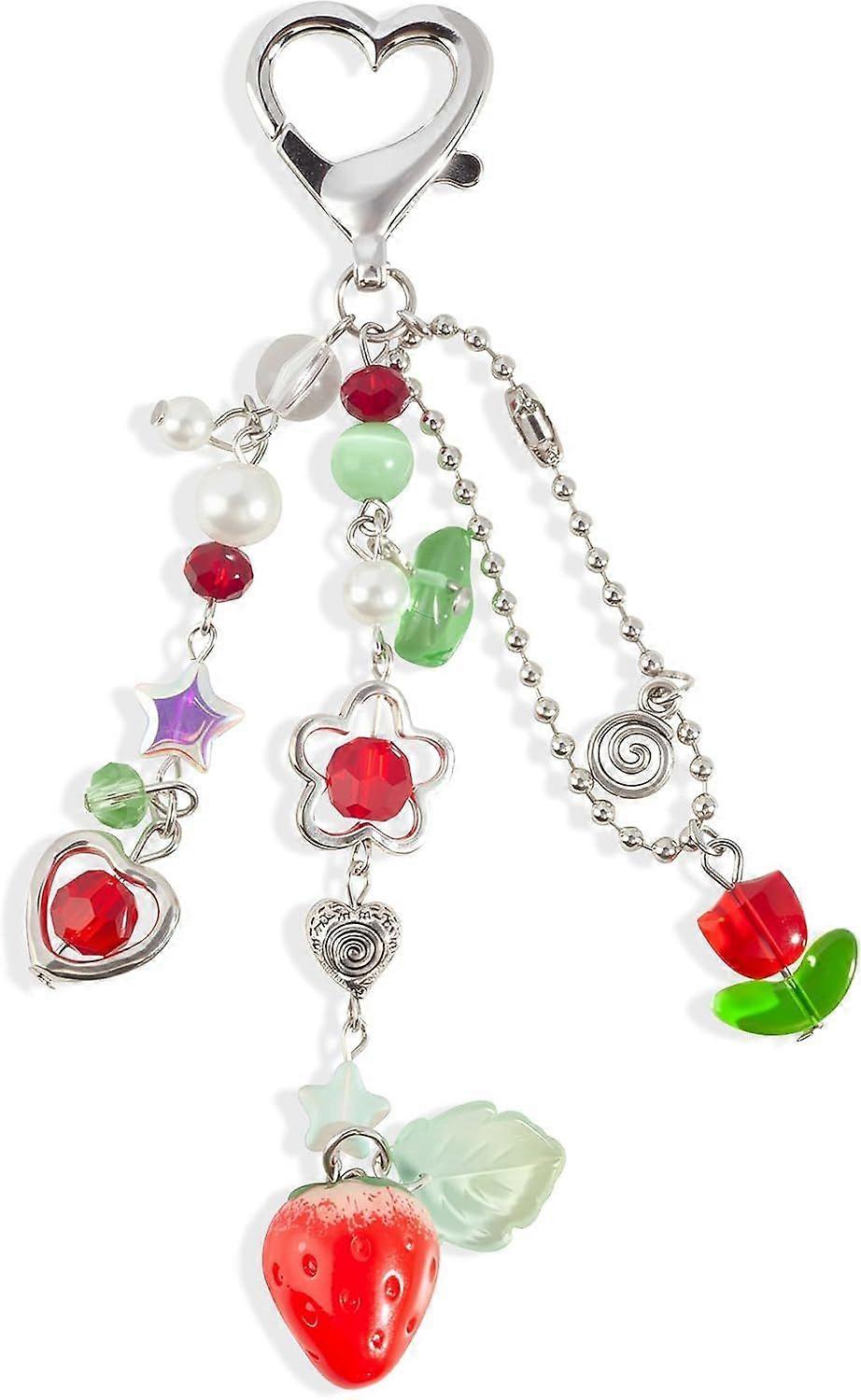 Cute Strawberry Keychain,Y2K Accessories, Kawaii Flower Bag Charms
