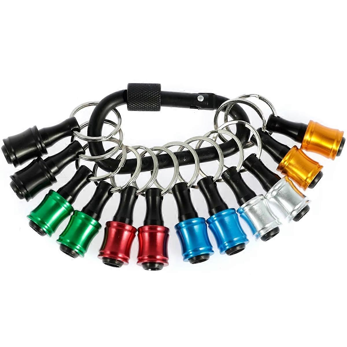 12Pcs Drill Bit Holder 1/4 Inch Hex Shank Drill Bit Holder Drill Bit Keychain Portable Quick Change Drill Bit