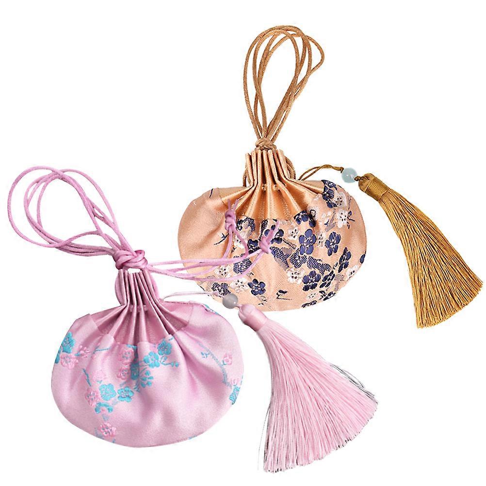 Sachet Empty Bag 2Pcs Spice Holder Storage Pouch For Travel 9X7X1Cm Rectangular Shape With Drawstring