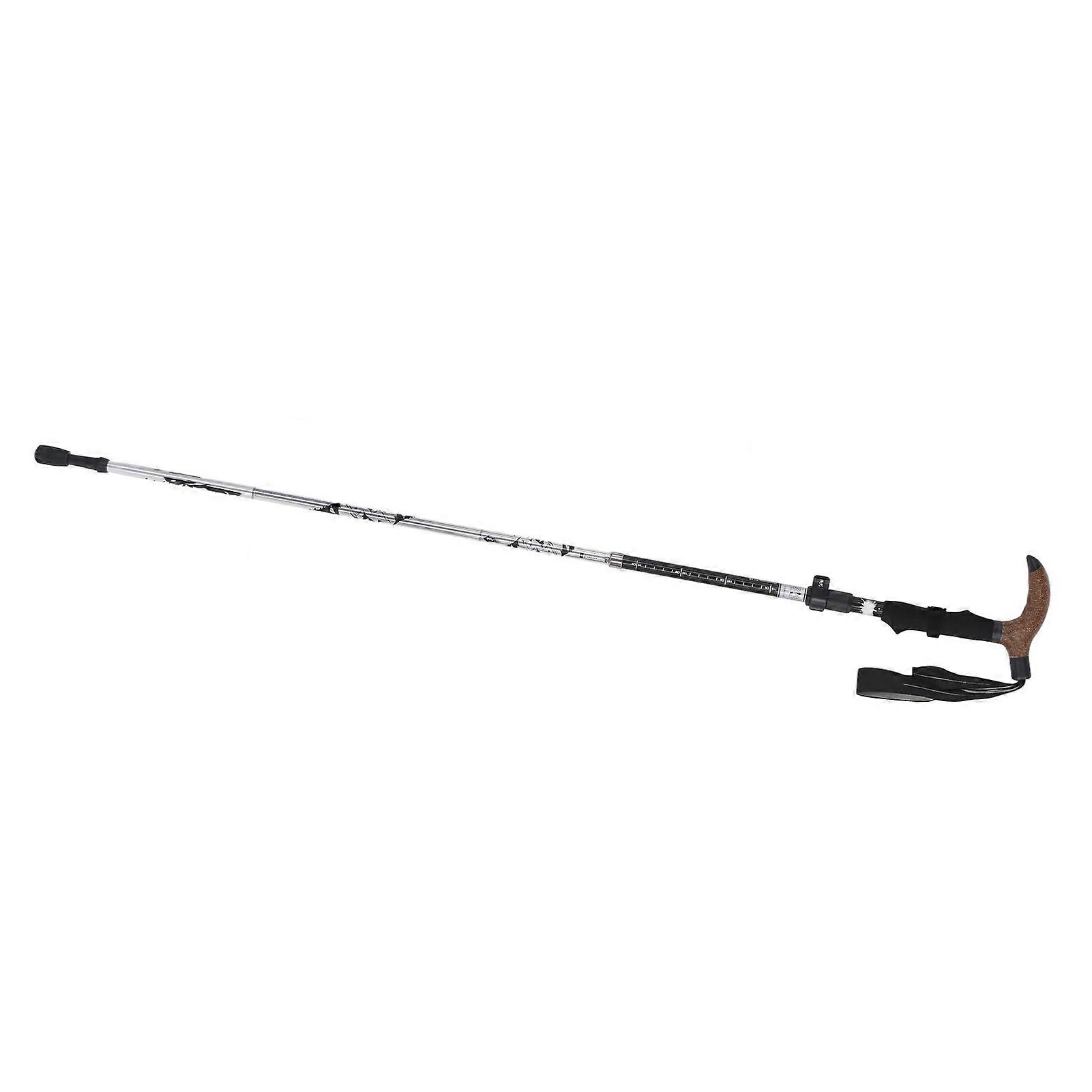 Ultra Light 5-Fold Silver Trekking Pole with Curved Handle