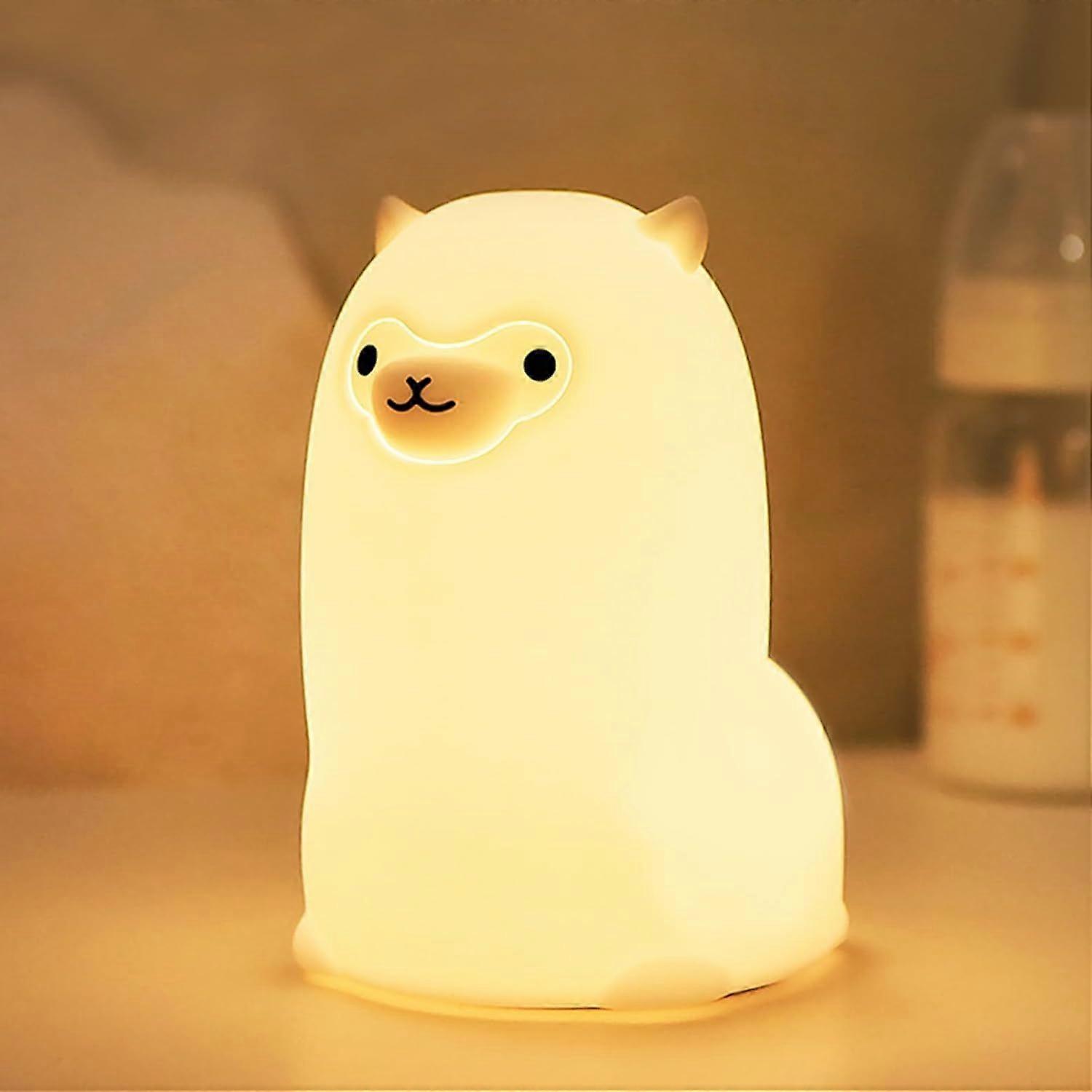 Alpaca Night Light for Kids7 Color Baby Nightlight with Touch Control & 1H Timer(White)