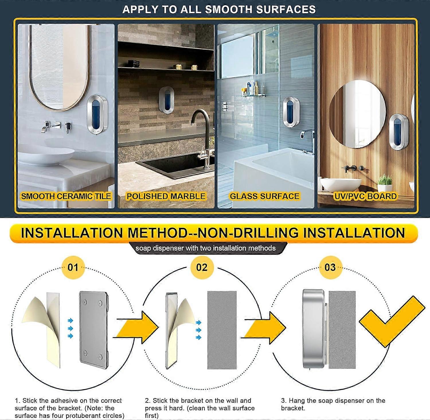 700ML Automatic Soap Dispenser with Sensor Wall Mounted Touchless Soap Dispenser Disinfectant Dispenser