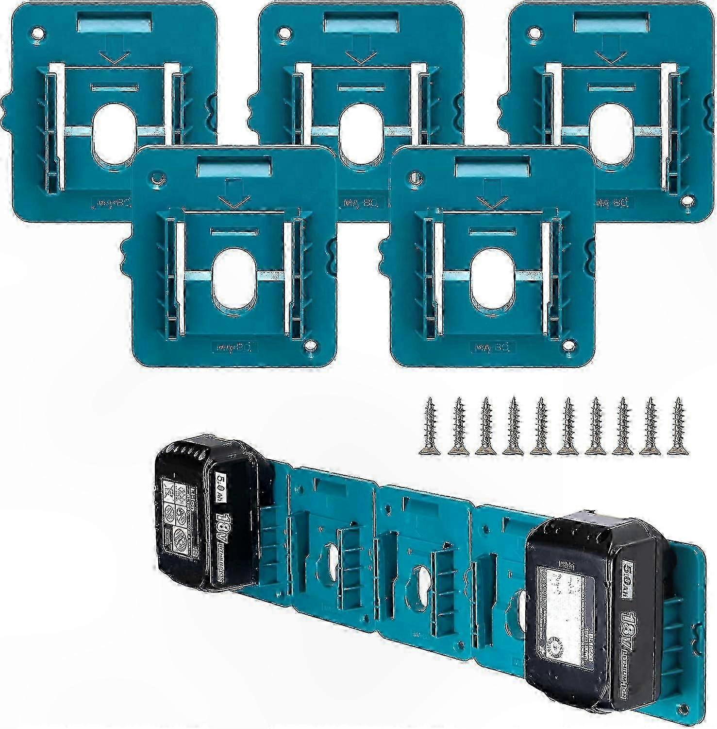 5-Pack Battery Mounts for 18V Tools, Compatible with BL1860 BL1850 BL1840 BL1830, Includes 10 Screws