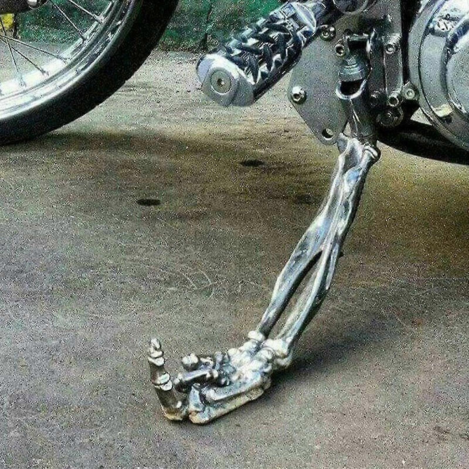 Silver Gothic Motorcycle Kickstand Adjustable Aluminum Alloy Side Stand