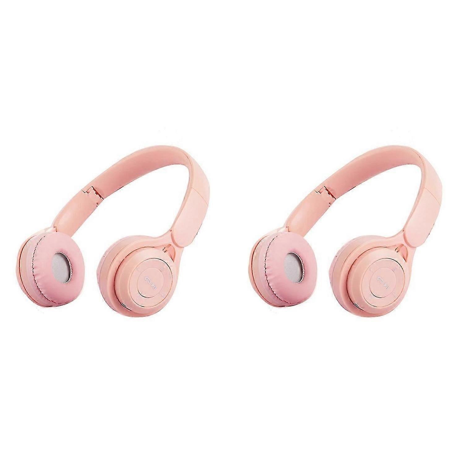 Wireless Bluetooth Headset Portable Foldable Children Headset Pinkish