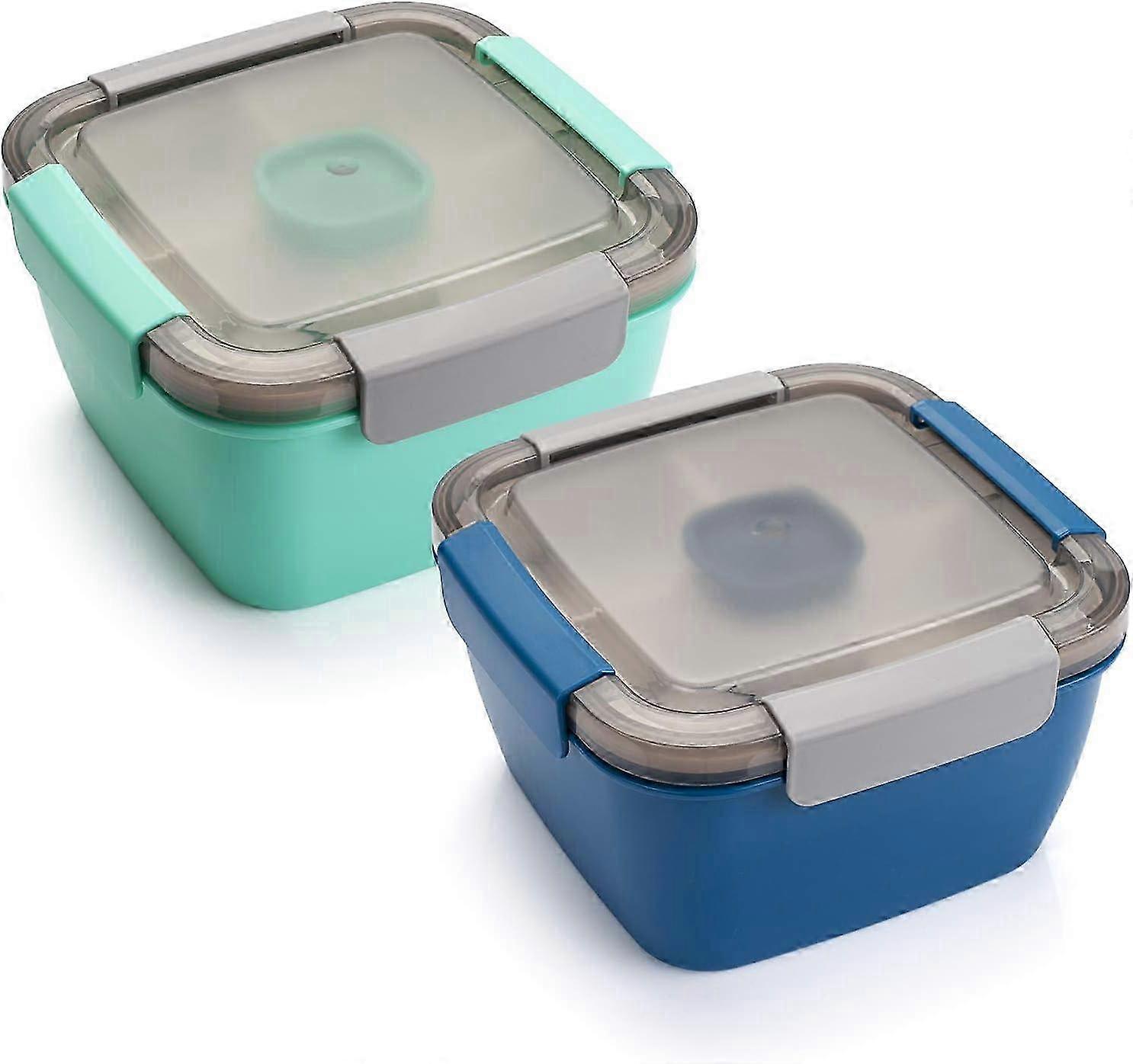 Salad Containers for Lunch, 51 Oz Extra-Large Salad Bowl with 3 Main Compartments, Leak Proof Salad Dressings Container, Food Grade PP, Microwave and