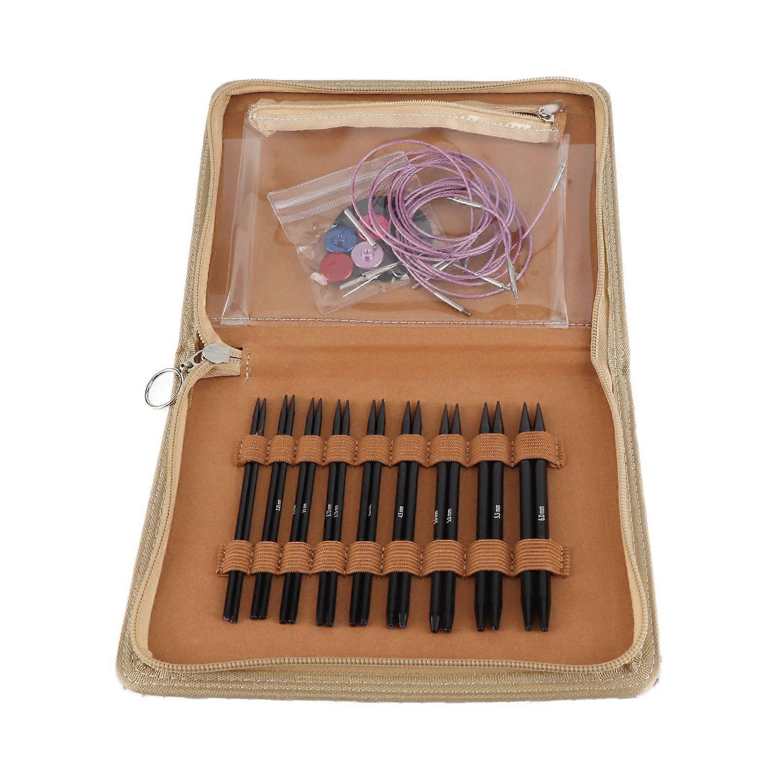 Circular Knitting Needle Set 3 to 6mm Interchangeable Ergonomic Circular Needle Set with Storage Bag for Crafting