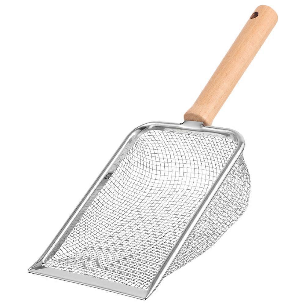 Stainless Steel Cat Litter Scooper Wood Handle Gardening Tool 2Pcs