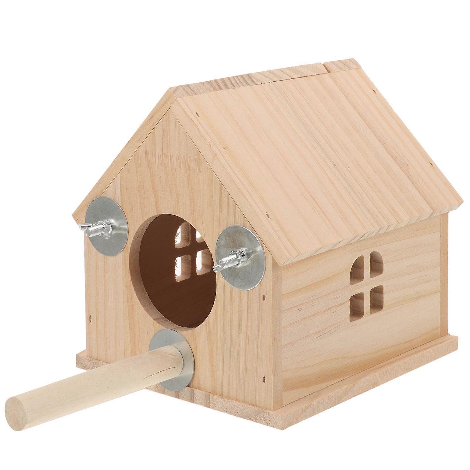 Wooden Bird House Bird Nest Breeding Box for Parakeet Supplies 4Pcs
