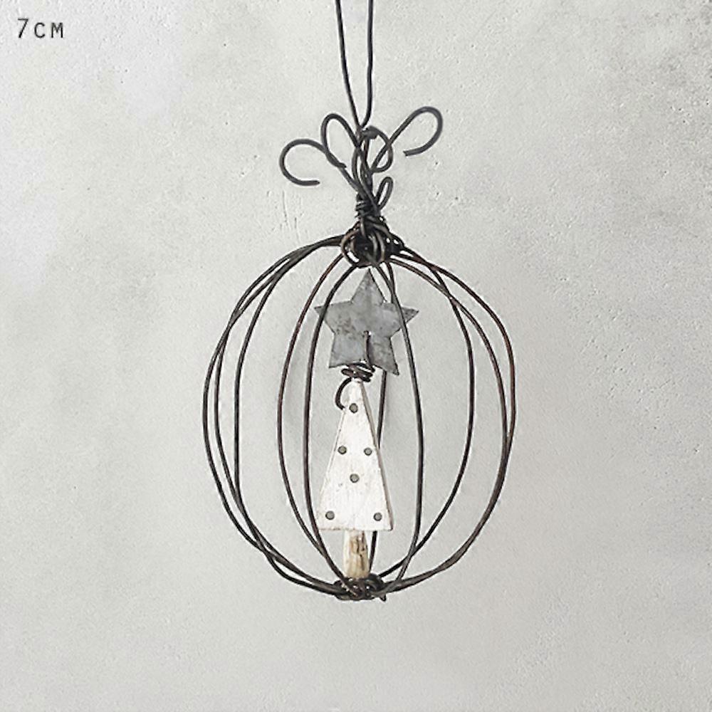 Rustic Wire Christmas Bauble Ornament with Tree and Star - Elegant Holiday Decoration