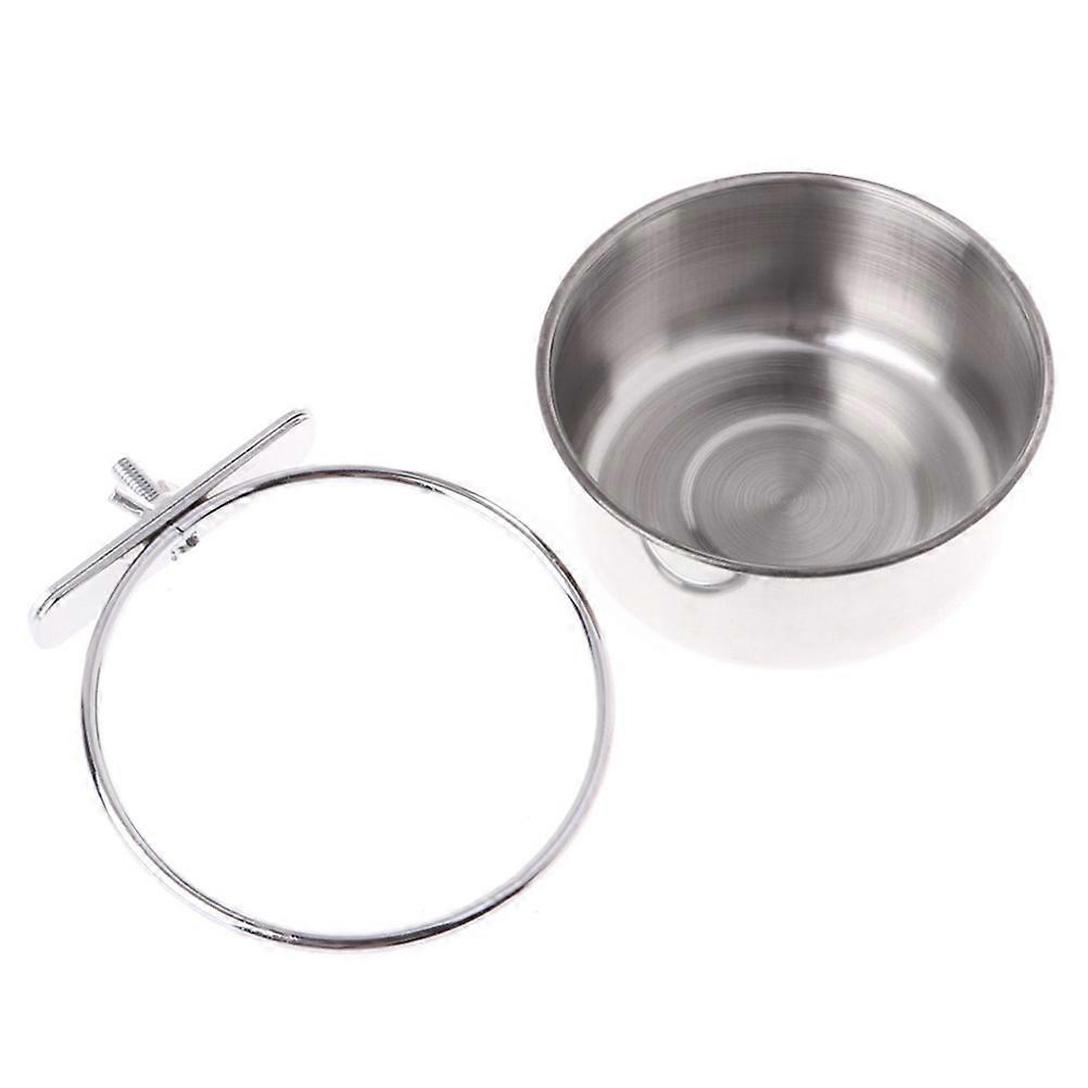 Parrot Feeder Stainless Steel Food Box for Pet Use with Cup Rim