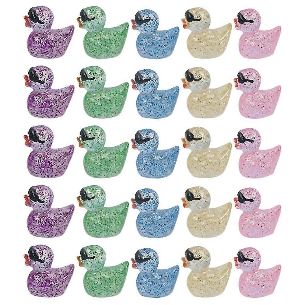 Mini Duck Statue for Decoration 50Pcs Resin Glow in The Dark Figurines