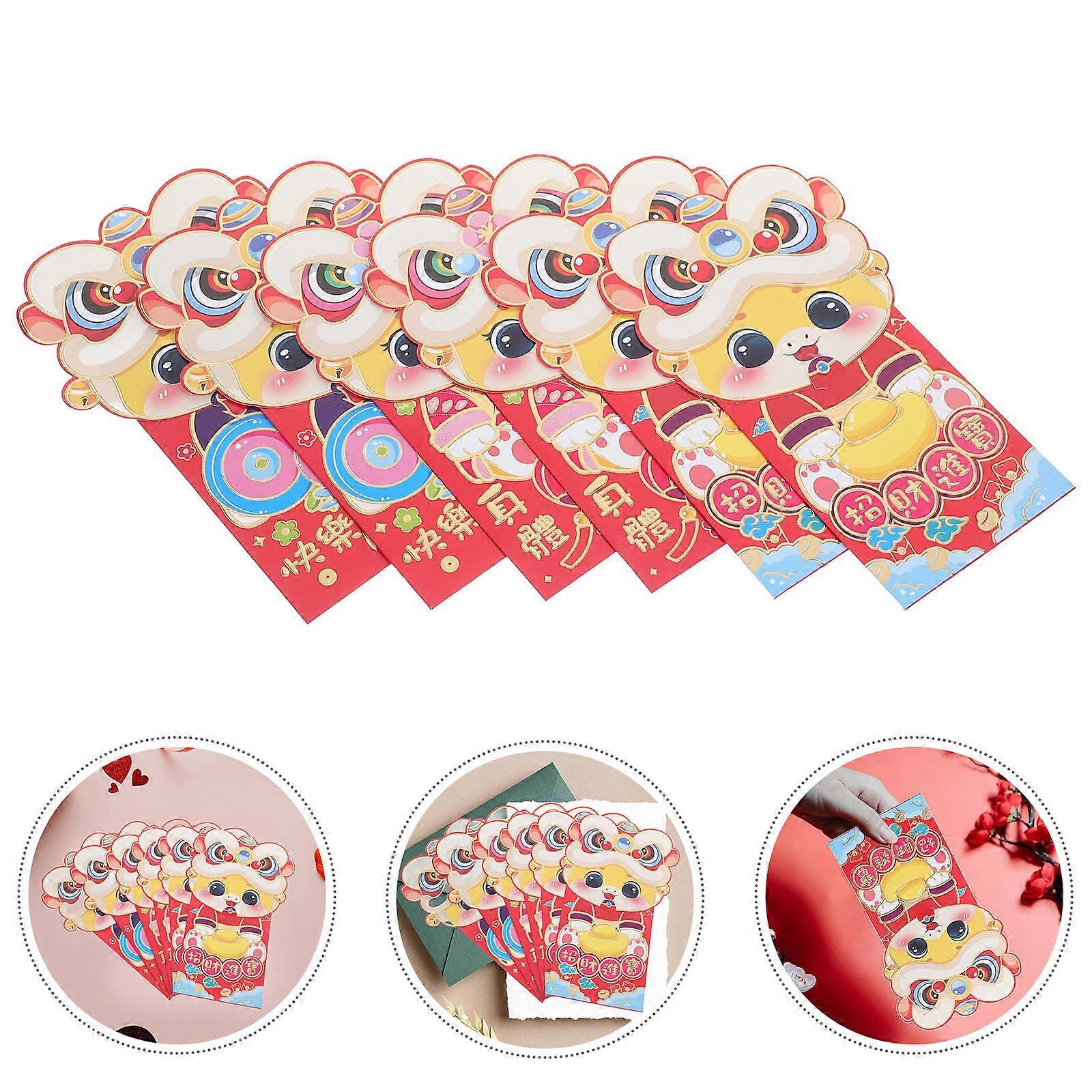 Chinese New Year Red Envelope Flap Design Money Pocket for Storage 24Pcs