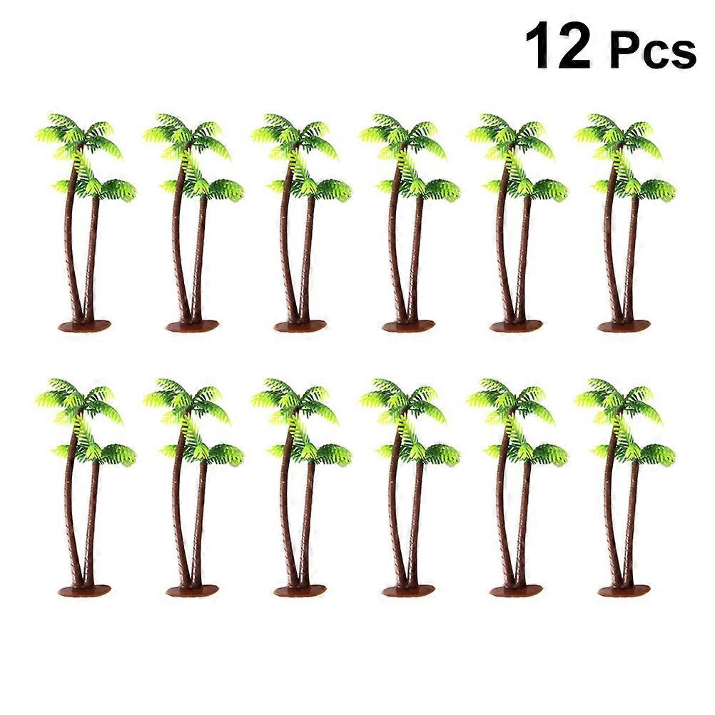 Coconut Tree Cake Decor Tree Shape Model Landscape Birthday Tropical Assorted Color for 12Pcs