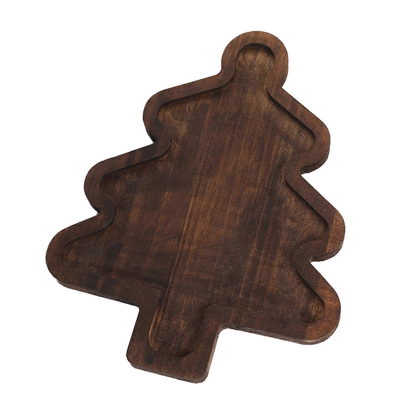 Sustainable Wooden Christmas Tree Tray Multi Section Fruit Plate Natural Texture Design for Festival Event and Home Use Multicolor