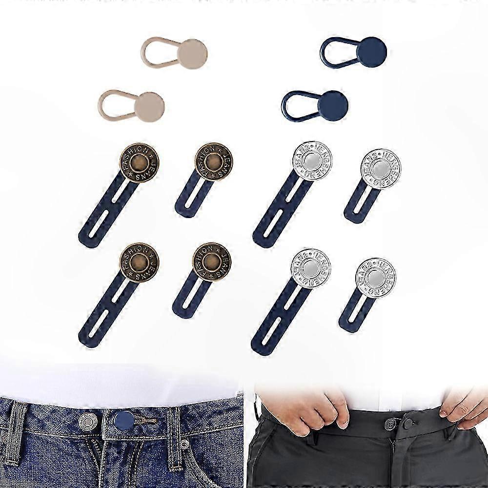 12-Pack Waistband Expanders: Adjustable Button Extenders for Jeans, Trousers, and Skirts (Plastic and Silicone)