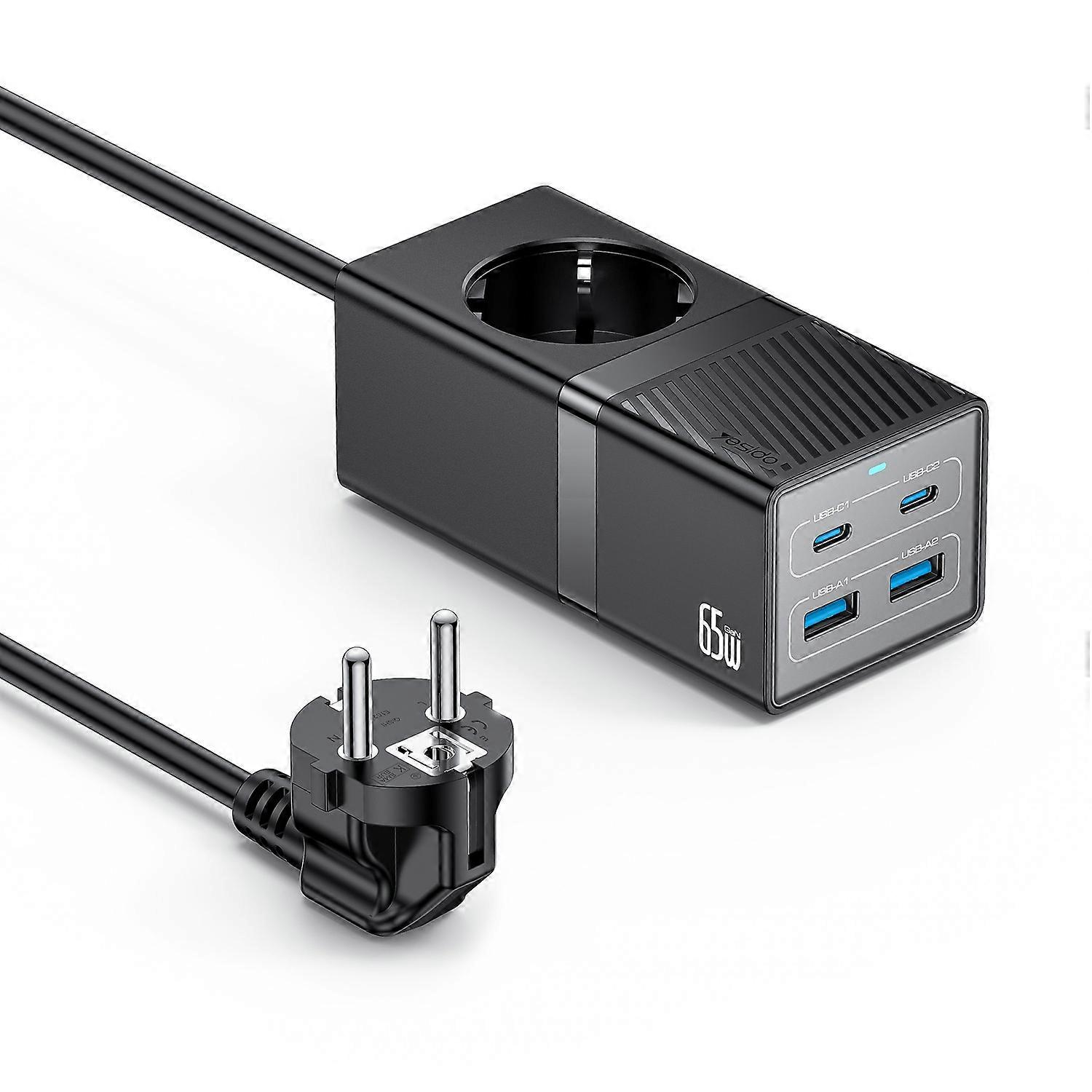 YESIDO MC36 GaN USB-C USB-A Charging Station 65W Fast Charging Power Strip - EU Plug
