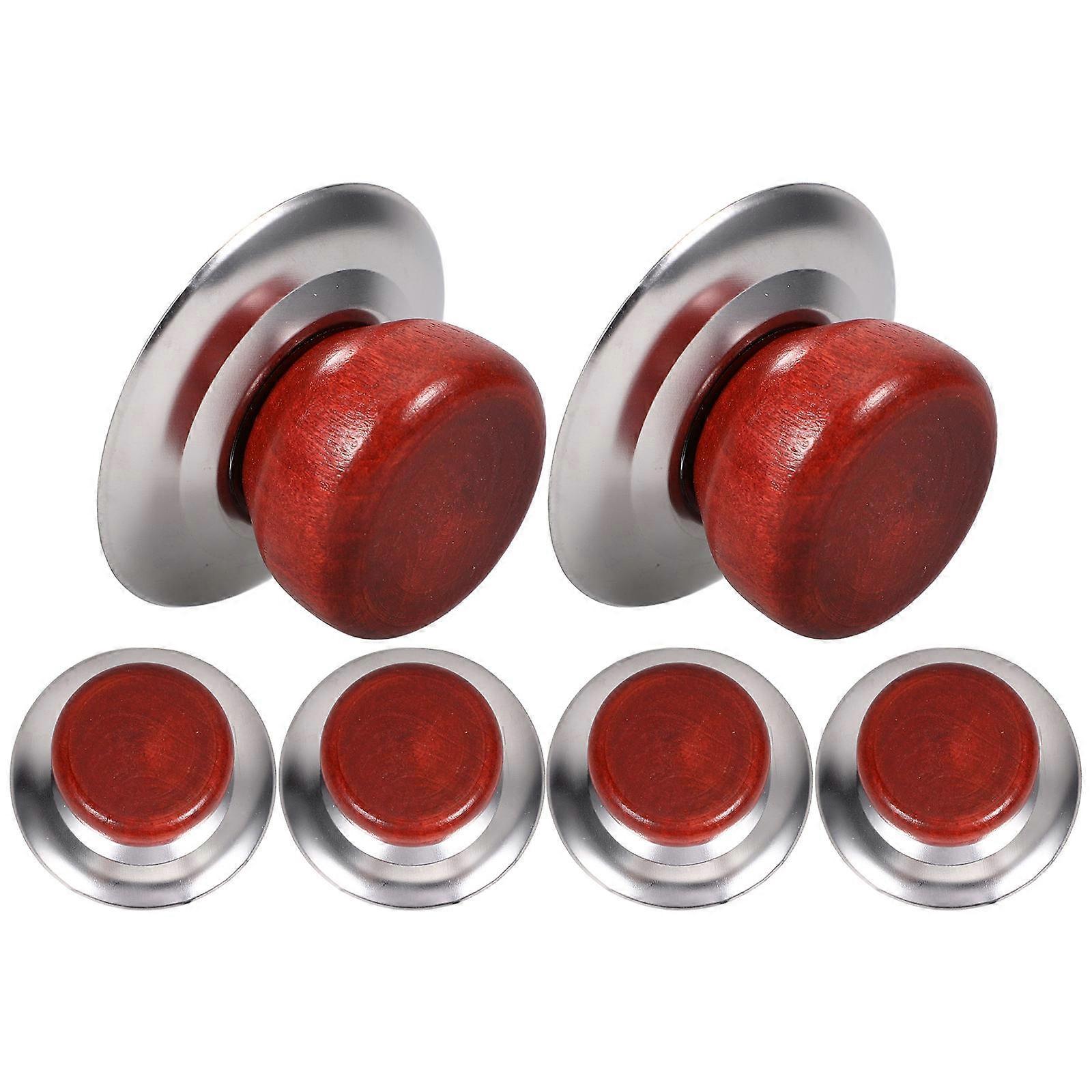 Universal Pot Lid Handles Prevent Scalding Made Of Stainless Steel And Wood For Home Use 24Pcs