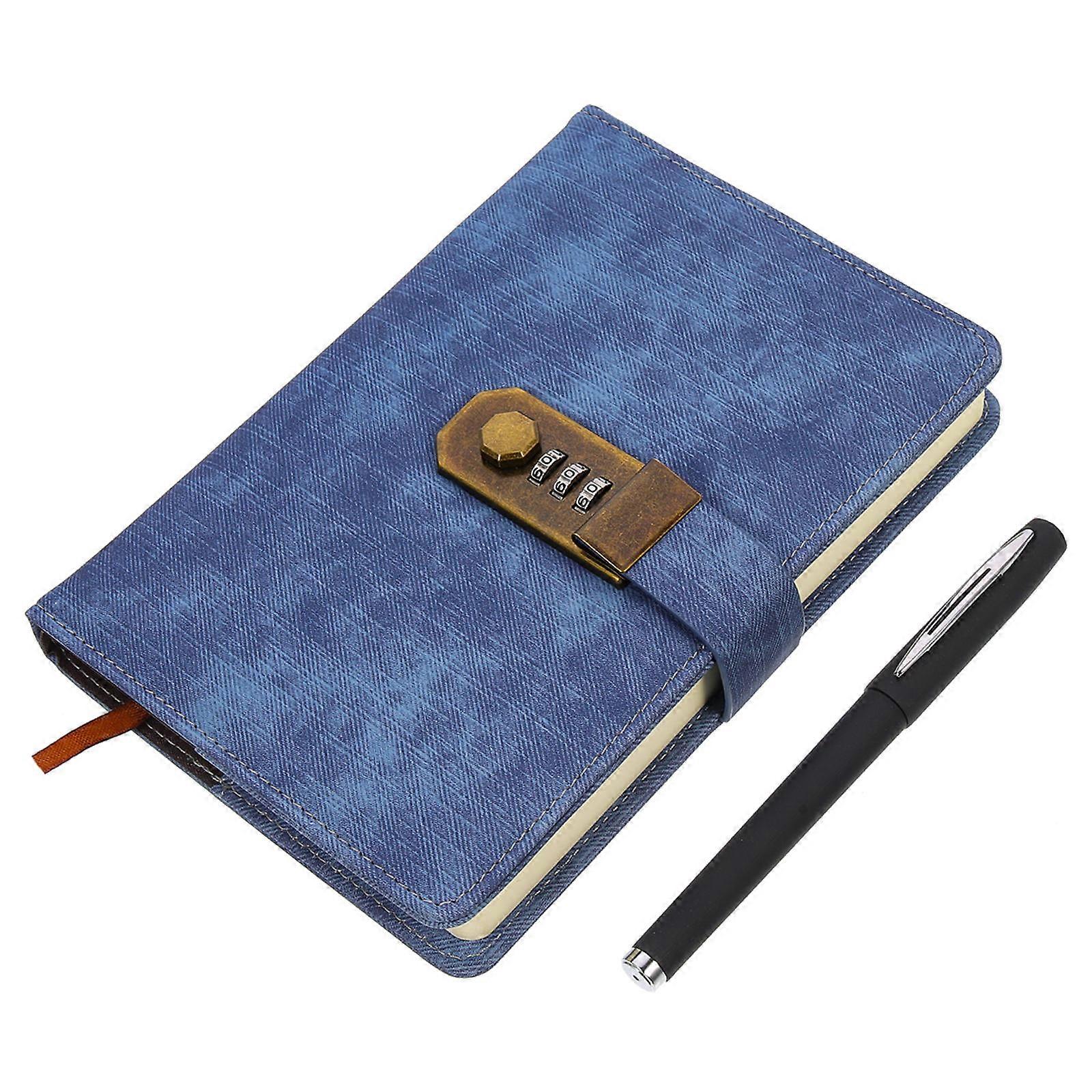 Password Diary Notebook for Writing 4Sets Girl Notebook Blue