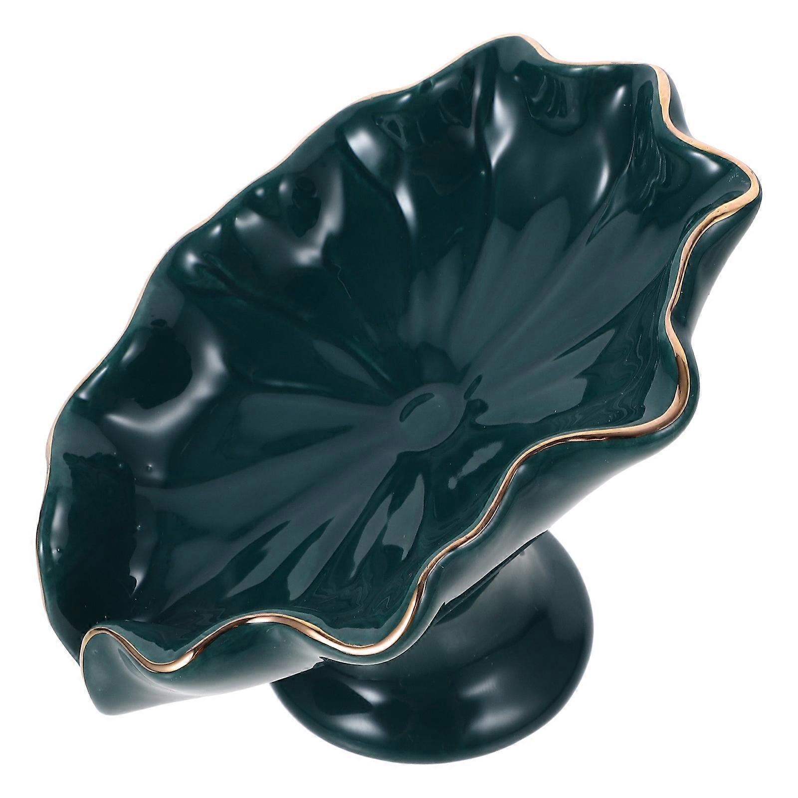 Bathroom Soap Draining Dish Holder 3Pcs Green Ceramic Decorative Tray For Home Users With Flat Bottom