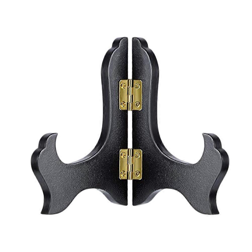Black Wood Pendulum Plate Display Stand for Collectible Items 2Pcs