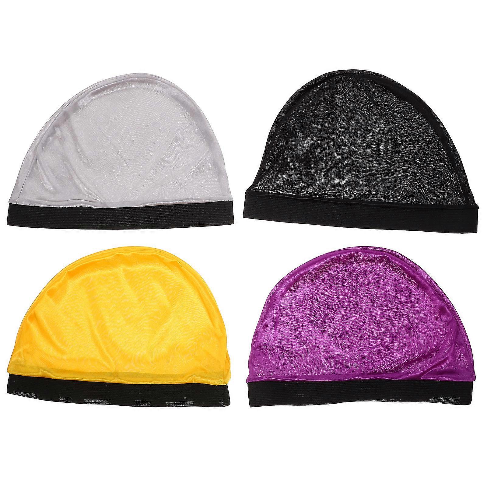 Wig Dome Cap for Adult with 8Pcs Colorful Elastic Wave Caps