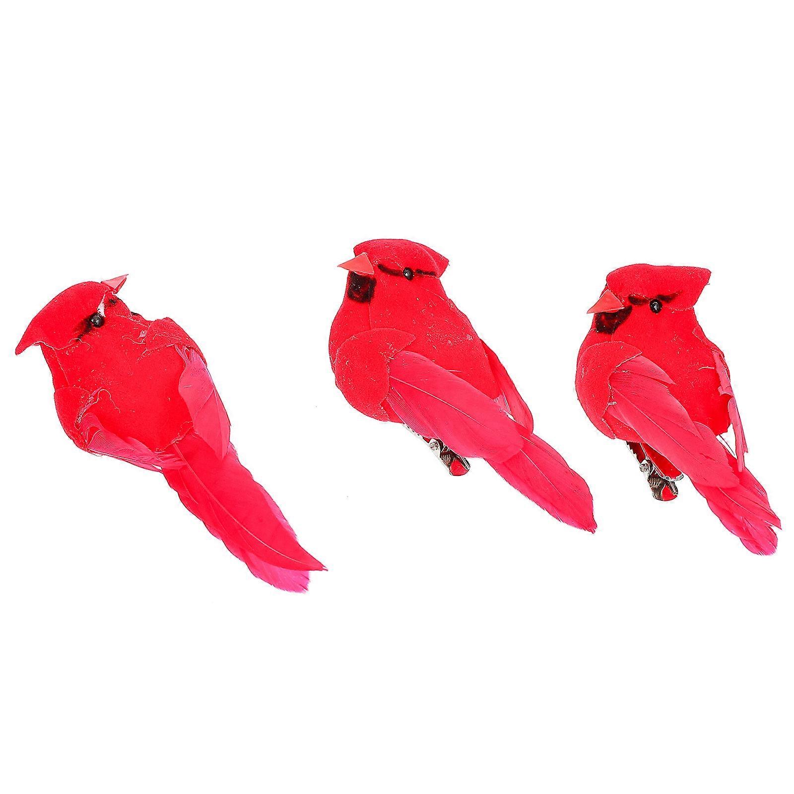 Red Tree Ornament Birds Adornment for Garden 30Pcs Set