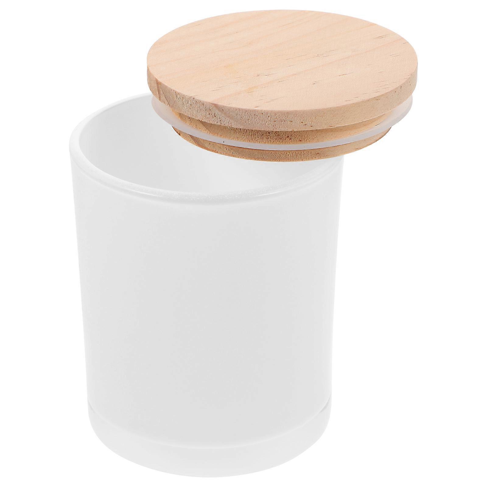 Glass Candle Jar with Wooden Lid for Candle Making 3Pcs Storage Set