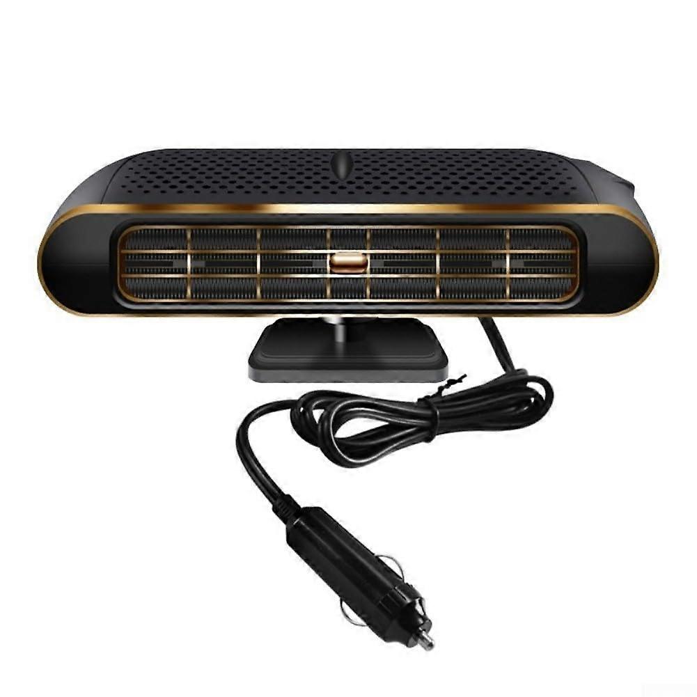 12V Portable Car Heater For SUV Windshield/Dashboard, Peel Mount, HeatResistant Mesh, Frost Fog Removal, Black Gold