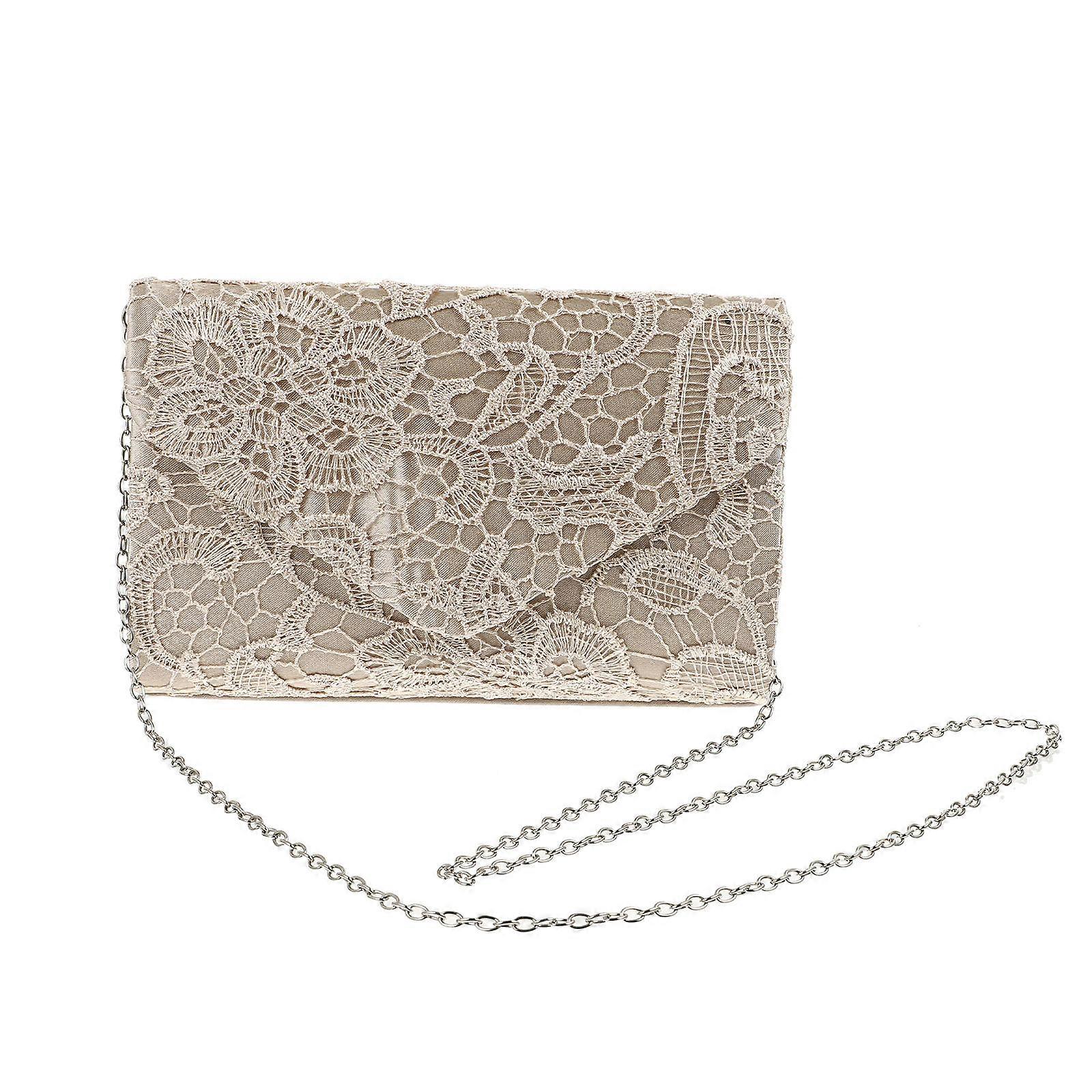 Clutch Bag for Storage 4Pcs Beige Lace Pattern Elegant Evening Bag