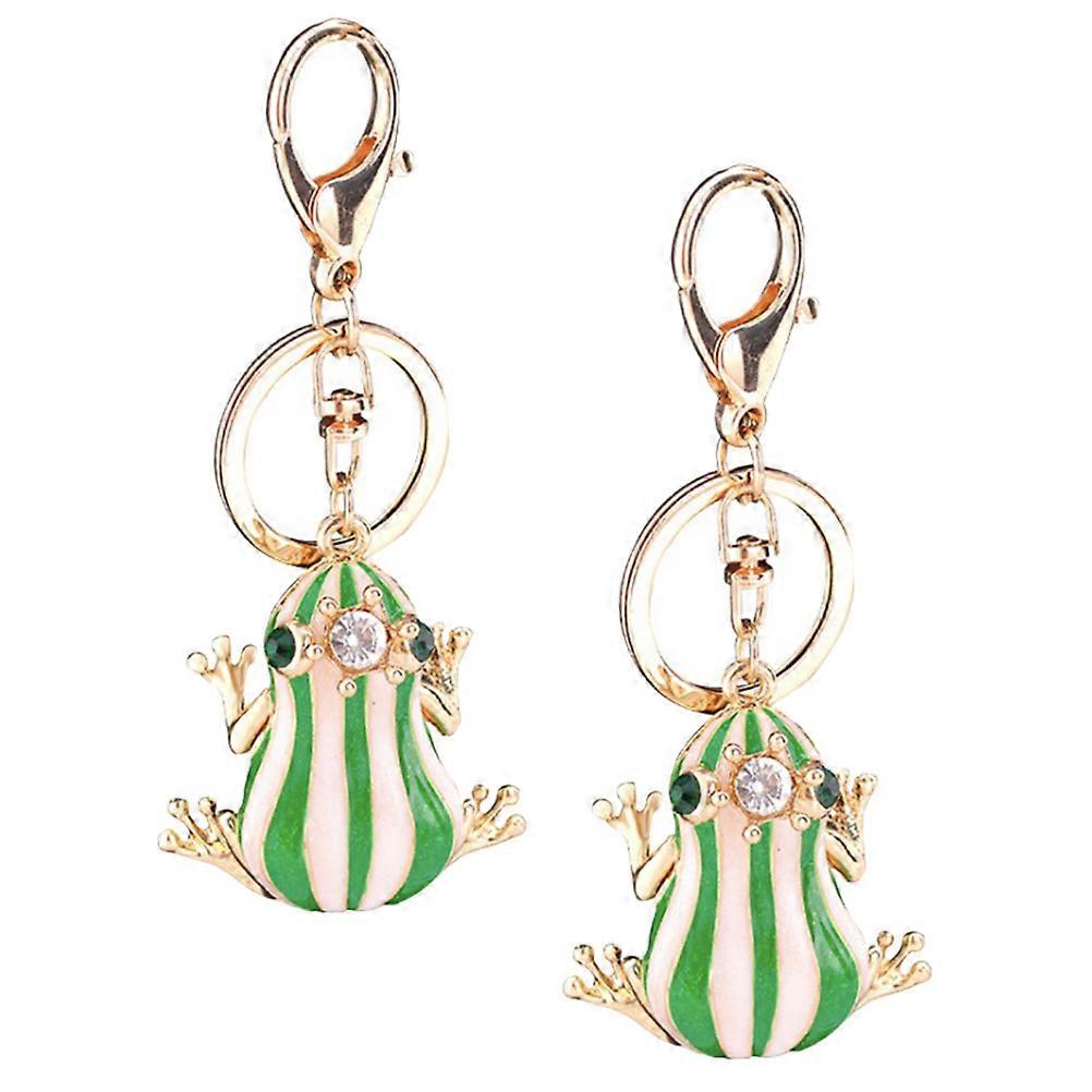 Crown Frog Keychain Cute Keychain Charms for Backpack Accessory 2Pcs