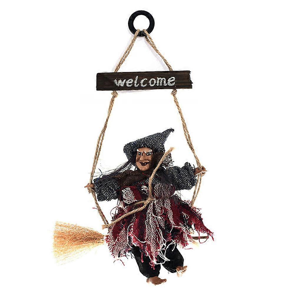 Halloween Hanging Witch Broom Prop for Halloween Party Multi Color