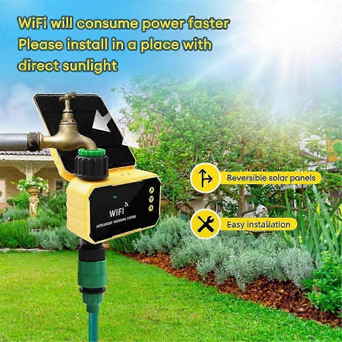Smart WiFi Solar Timer for Outdoor Automatic Irrigation System with APP Control Garden Watering Tool