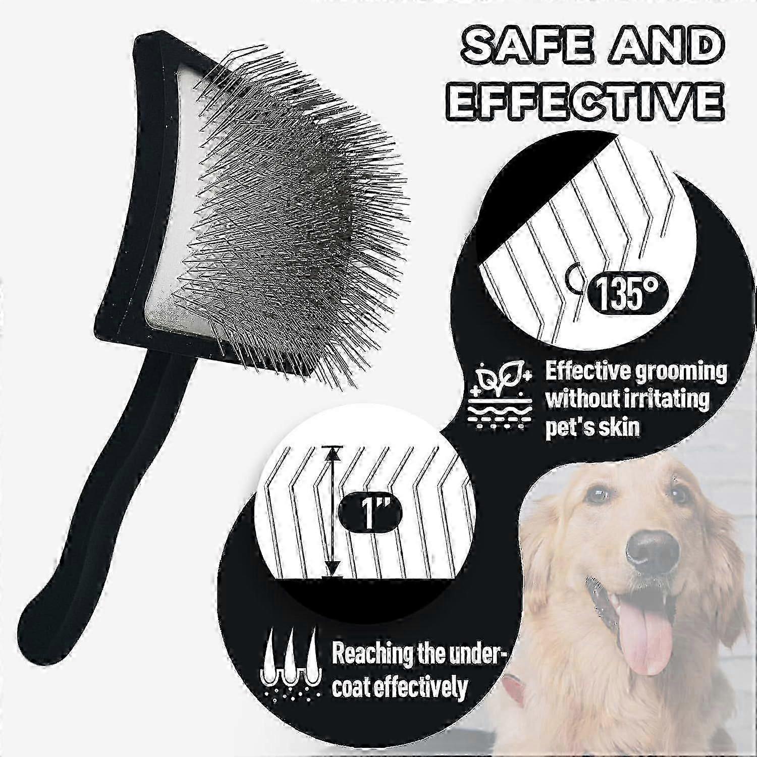 Slicker Brush for Goldendoodles, Poodles & Doodles - Extra Long Pin Brush for_c*