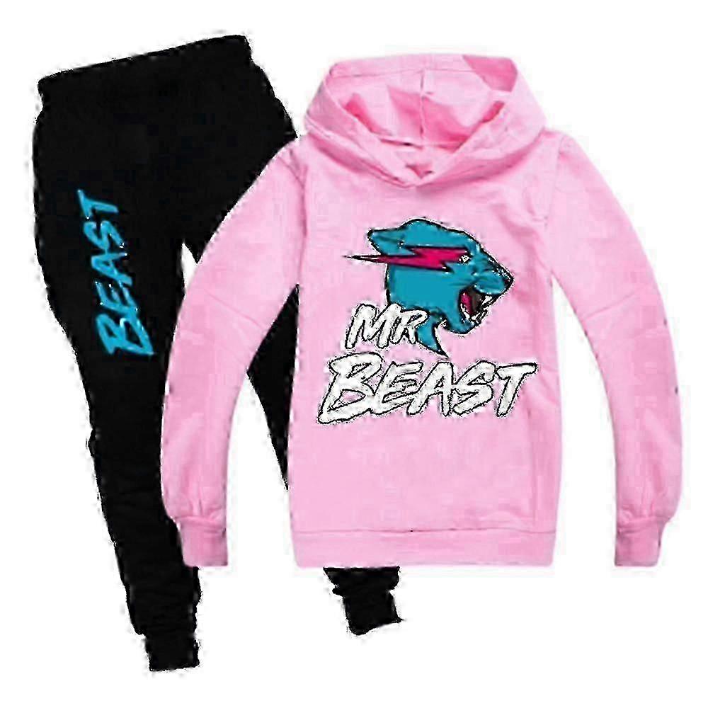Mr Beast Lightning Cat Dzieci Chłopcy Dziewczęta Dres Pullover Bluza z kapturem Spodnie do joggingu Strój 2szt / zestaw