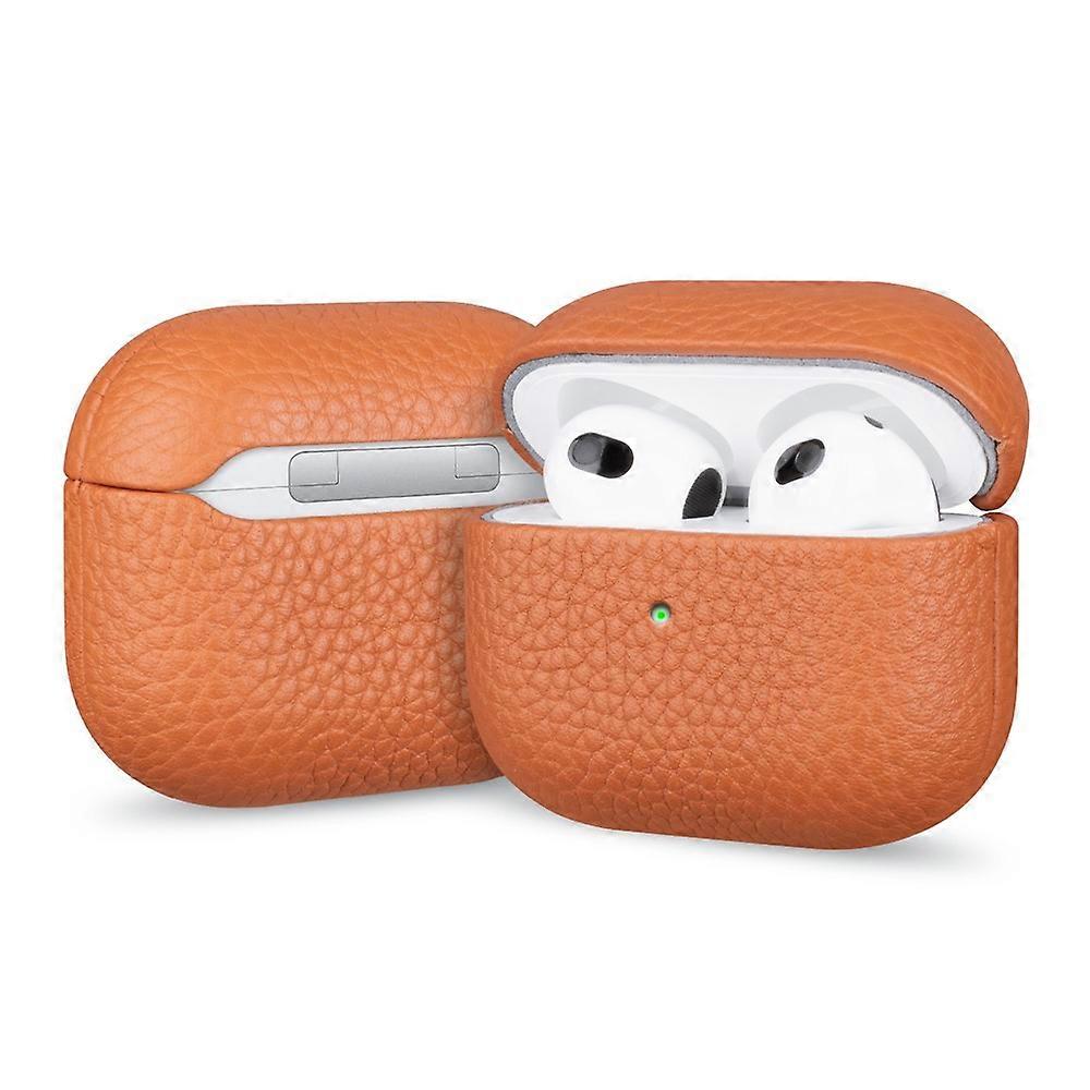 Για AirPods Pro 3 Θήκη ακουστικών Litchi Texture από γνήσιο δέρμα αγελάδας, προστατευτικό κάλυμμα ακουστικών