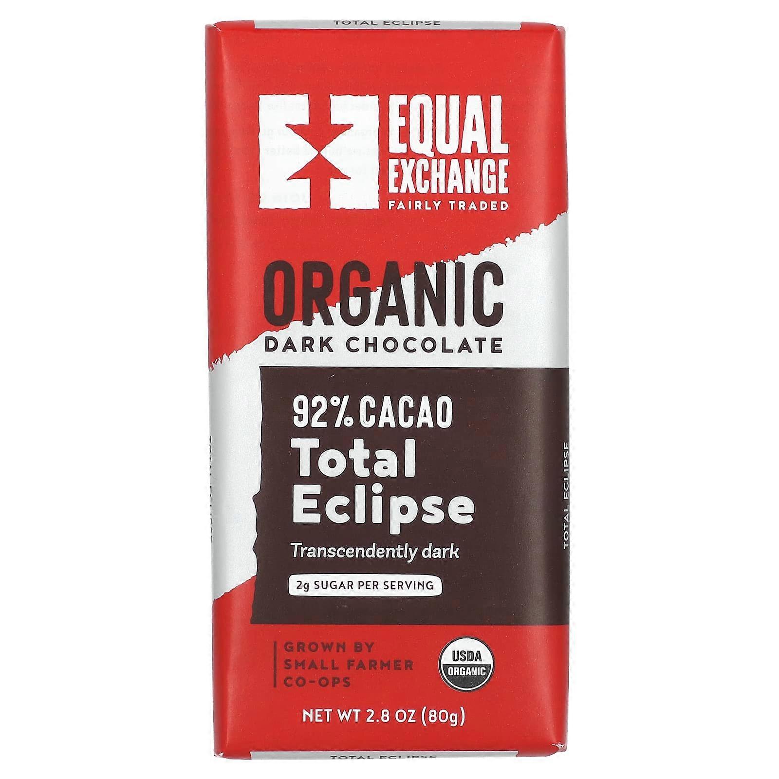 Organic Dark Chocolate, Total Eclipse, 92% Cacao, 2.8 oz (80 g)