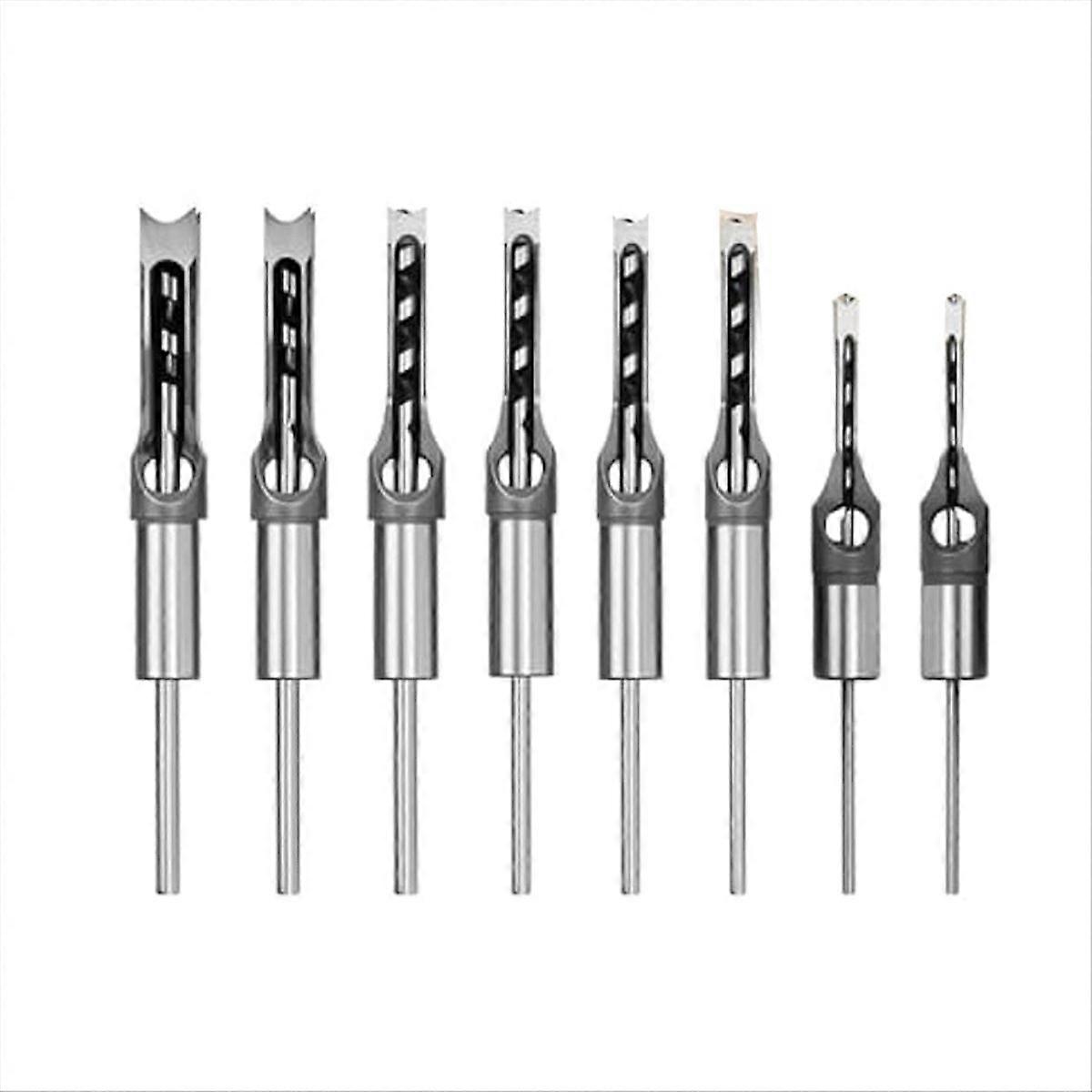8Pcs Woodworking Square Hole Drill Bits,Wood Mortising Chisel