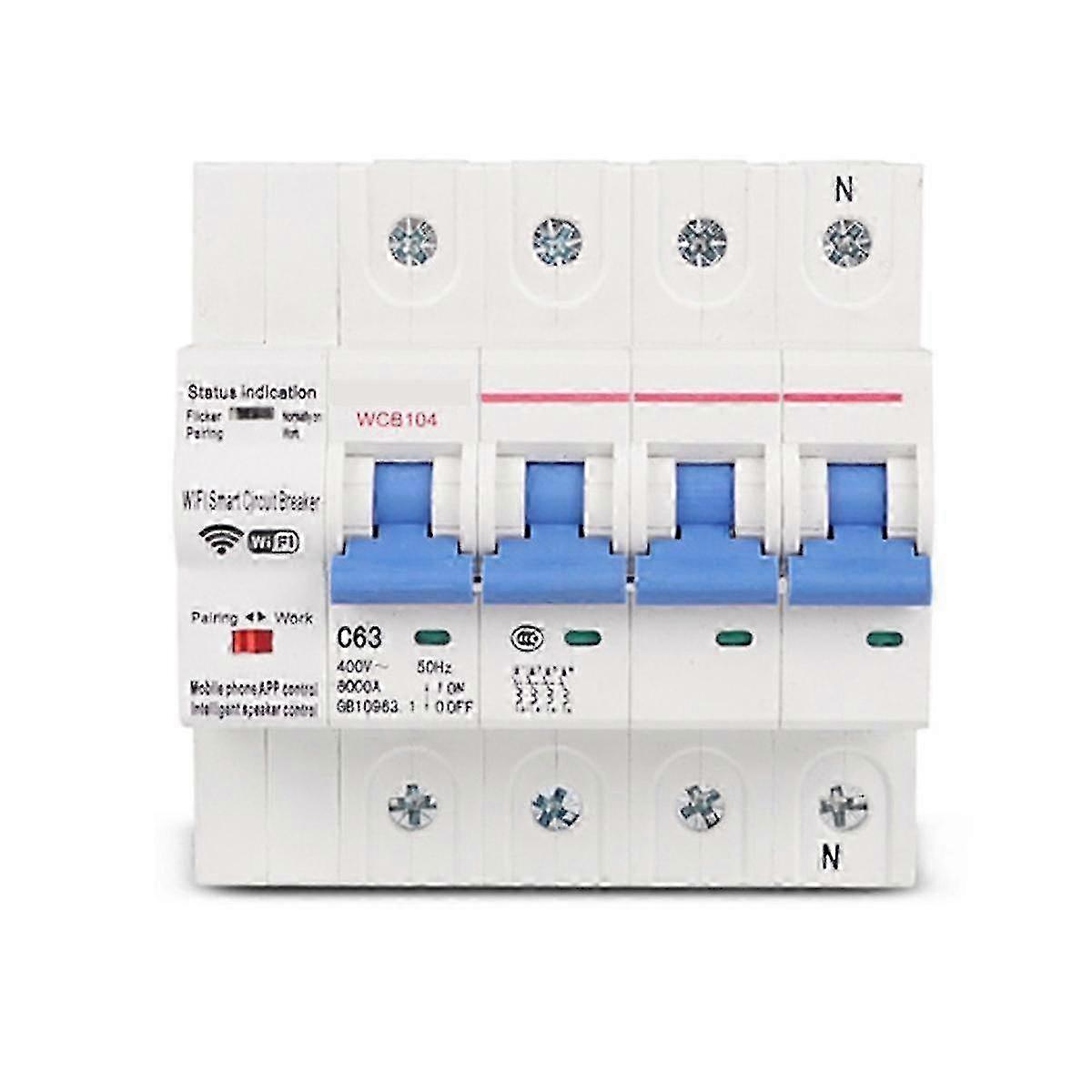 25-26 Three Phase 4p 380v 63a Tuya Smart Wifi Circuit Breaker Industrial Remote Control Mcb Timing With