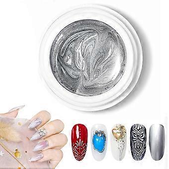 ZENGO Metallic Painting Gel Nagellak, Mirror Silver Liner Gel Nagellak, 3D Metal Painting Nagellak, Drawing Mirror Nail Gel Nagellak, Manicure (Zilver)