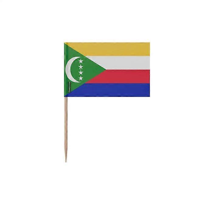 Toothpicks Comoros Flag - 12 cm - 100 pieces - Adhesive plastic - Bamboo stick - Pixelforma