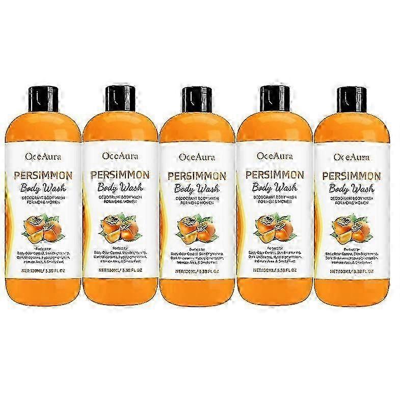 1-5X Persimmon Body Wash for Body Odor Control - Purifying Deodorizing Soap for Eliminating Odor