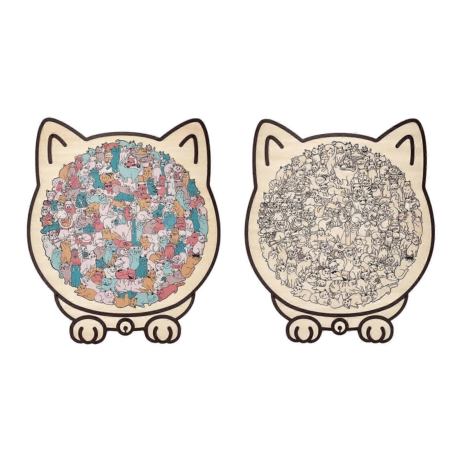 Artistic Morandi Style Wooden Puzzle 135 Interlocking Cats Pieces For Cognitive Development Play Multicolor