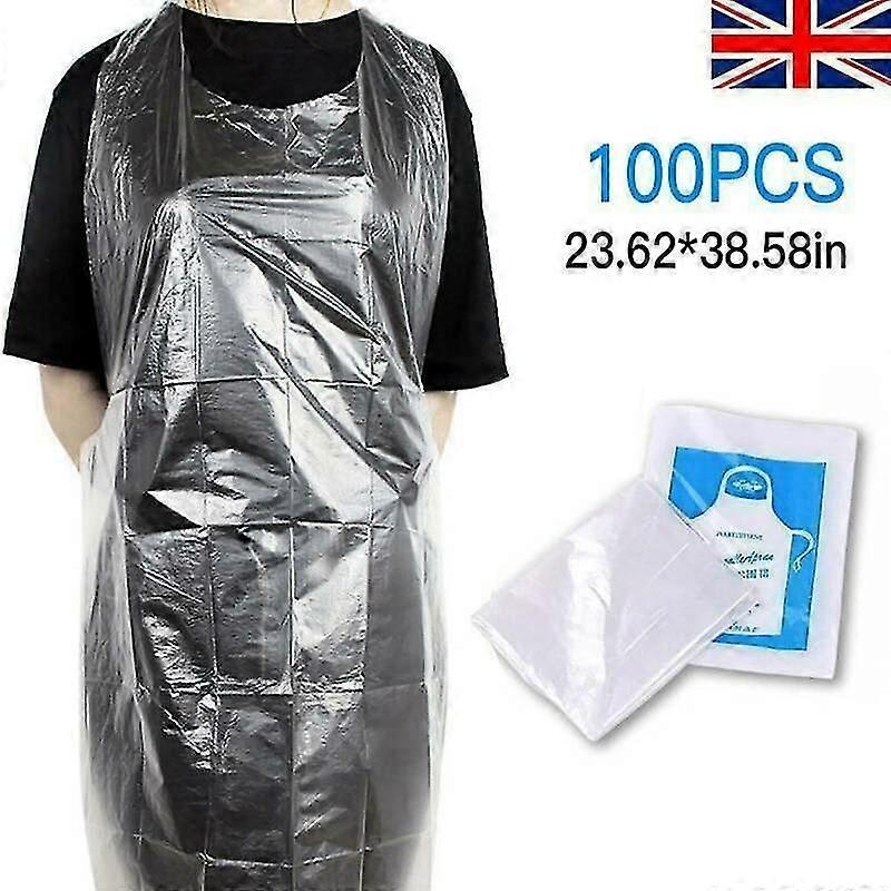 100 قطعة يمكن التخلص منها الكبار مآزر بلاستيكية مقاومة للماء مئزر المطبخ ثوب بوليثين