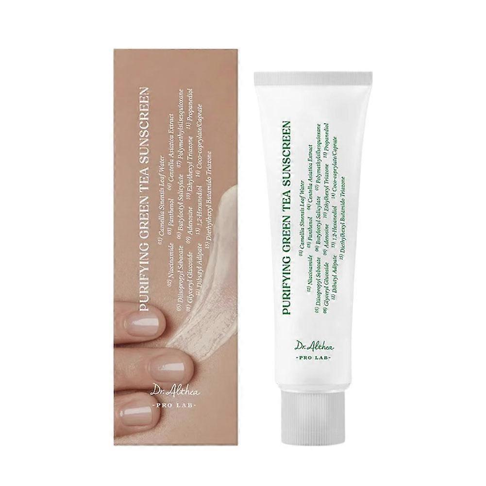 Natural Green Tea Sunscreen 50ml SPF Gentle Protection Non Greasy Lightweight For Sensitive Skin Daily Face Moisturizing Invisible Makeup Base