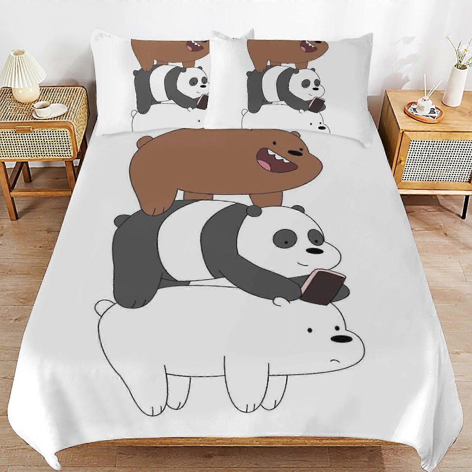 o286 We Bare Bears Season Zipper Closure Ultra Soft High Thread Count Machine Washable Duvet Cover Sets for All Season d286