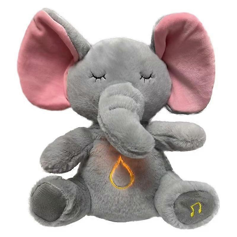 3-Piece Snuggies Breathing Elephant Plush Toy - Original Soft Soothing Light with Realistic Breathing Function, Vibration, and Heartbeat Sou