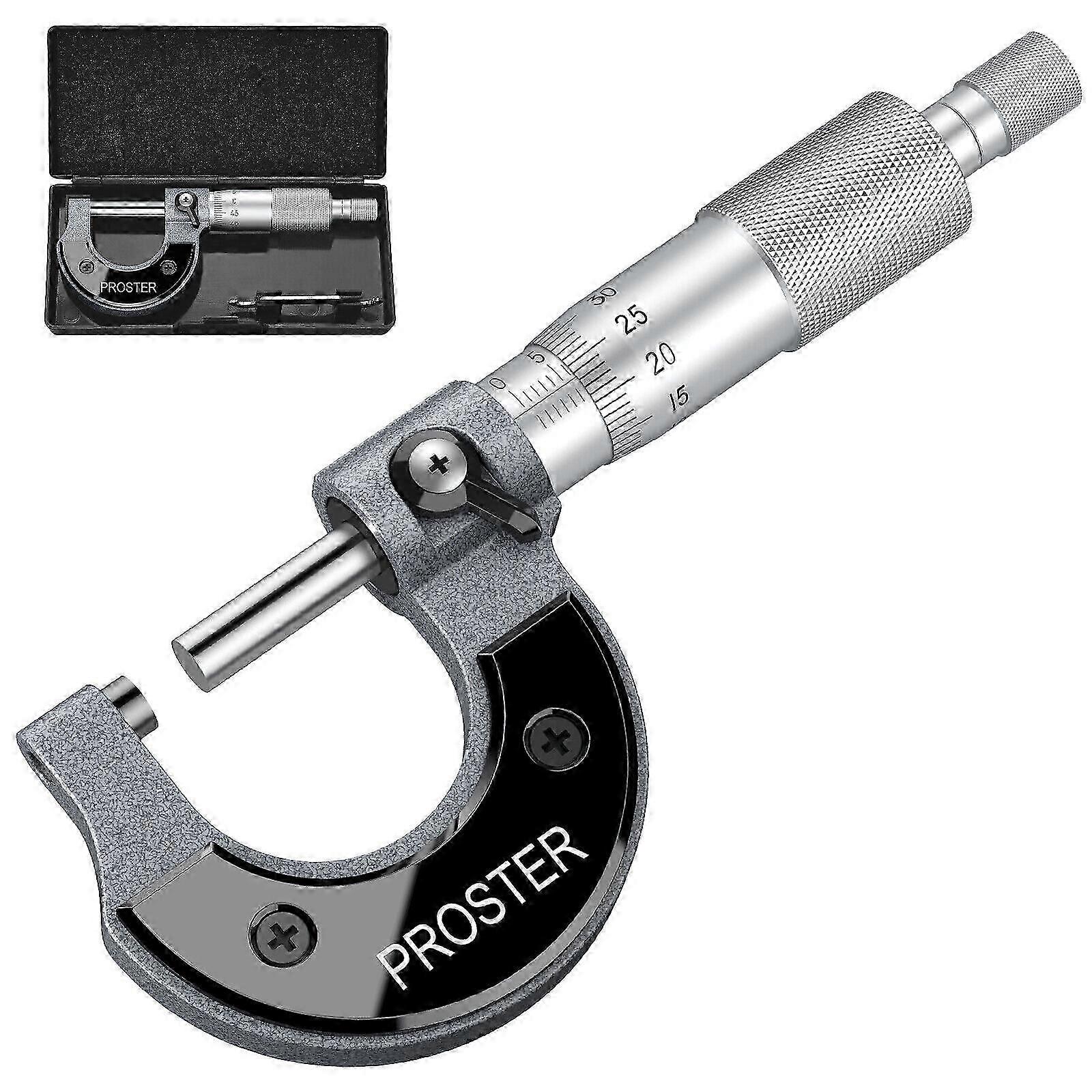 PROSTER Outside Micrometer 0~25mm 0.01" External Caliper Precision Carbide Tool